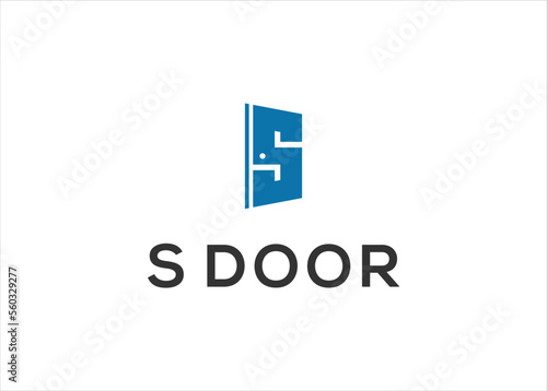 S letter with Door symbol logo design vector template