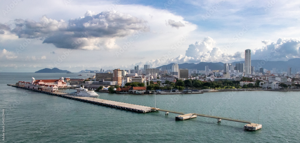 Penang Port and Skyline in the Late Afternoon - Penang, Malaysia (Southeast Asia)