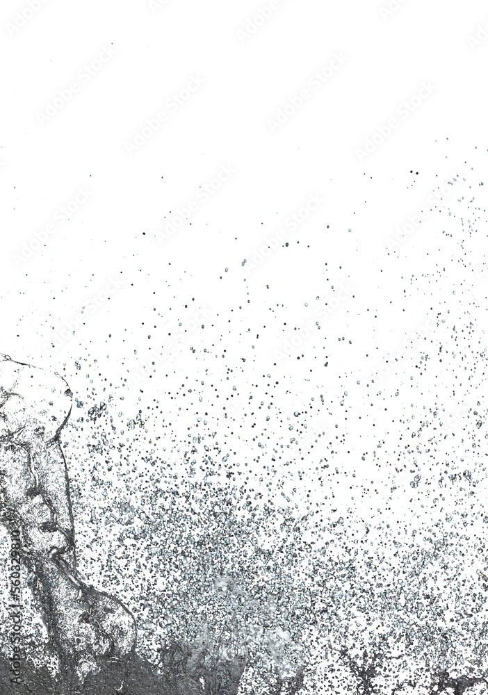 Obraz premium Blur Defocus Image of Water hit wall ground, explode into drop droplet. Amount Water attack impact and fluttering in air explosion. Stop motion freeze shot. Splash Water for texture elements