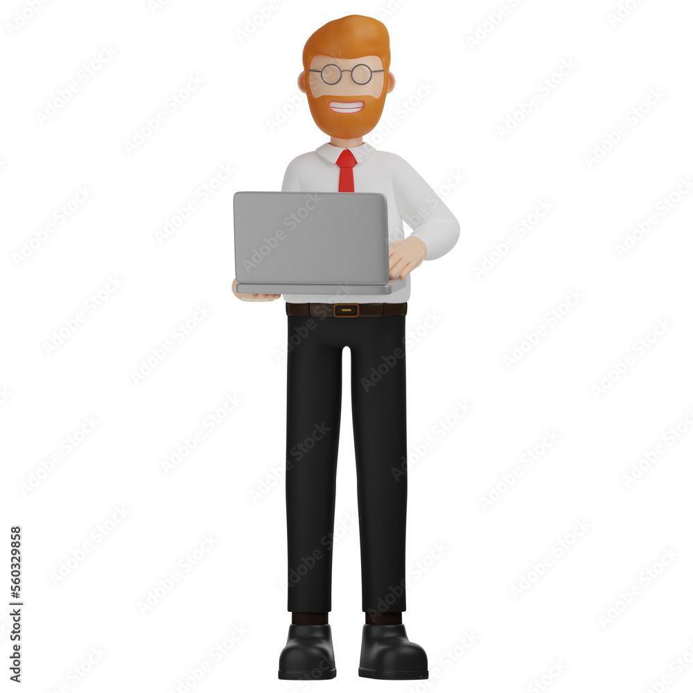 3D Character Man Work on The Laptop 3D Character Man Work on The Laptop