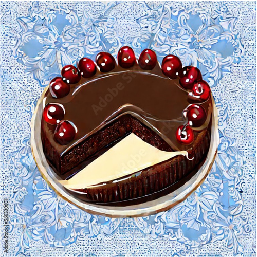 Kirschtorte mit Kaffee