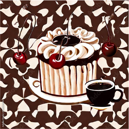 Kirschtorte mit Kaffee