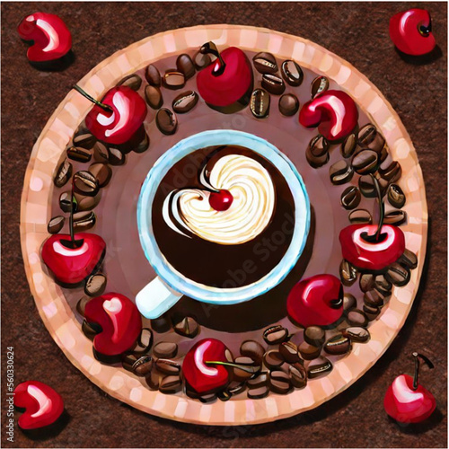 Kirschtorte mit Kaffee