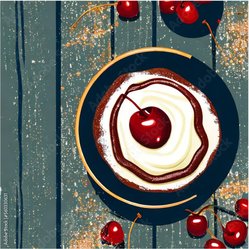Kirschtorte mit Kaffee