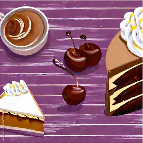 Kirschtorte mit Kaffee