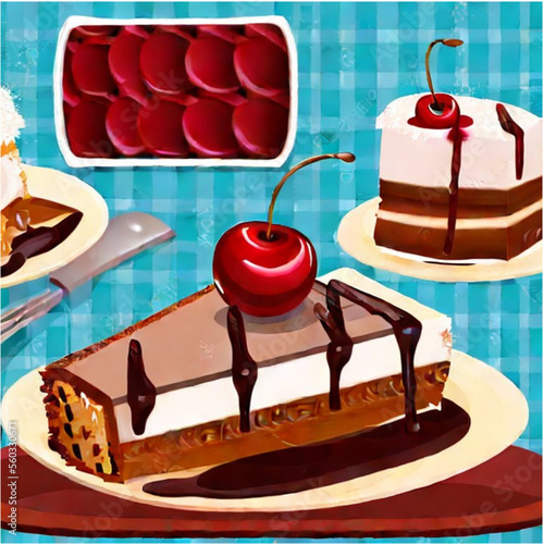 Kirschtorte mit Kaffee