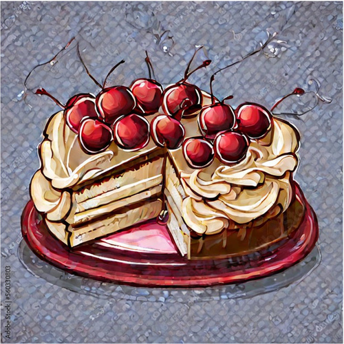 Kirschtorte mit Kaffee
