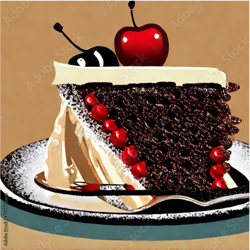 Kirschtorte mit Kaffee