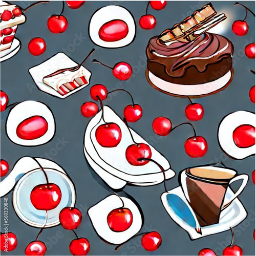 Kirschtorte mit Kaffee