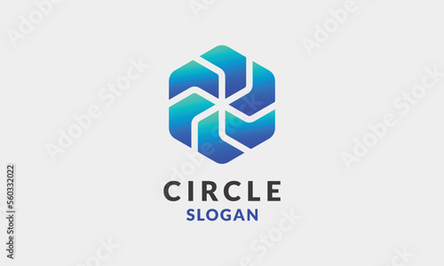 Logo minimalis blue hexagon