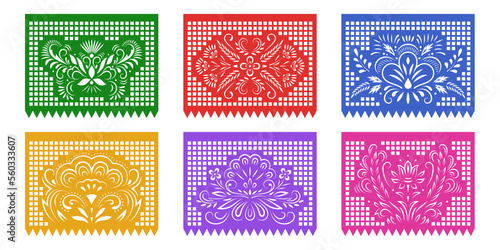 Set of Papel Picado banners. Mexican garlands, fiesta party supplies, party decorations, destination wedding decor.