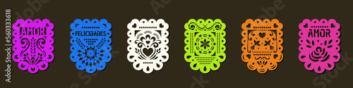 Set of Papel Picado banners. Mexican garlands, fiesta party supplies, party decorations, destination wedding decor.