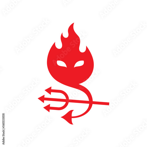 Fire red demon vector icon. Flame devils vector