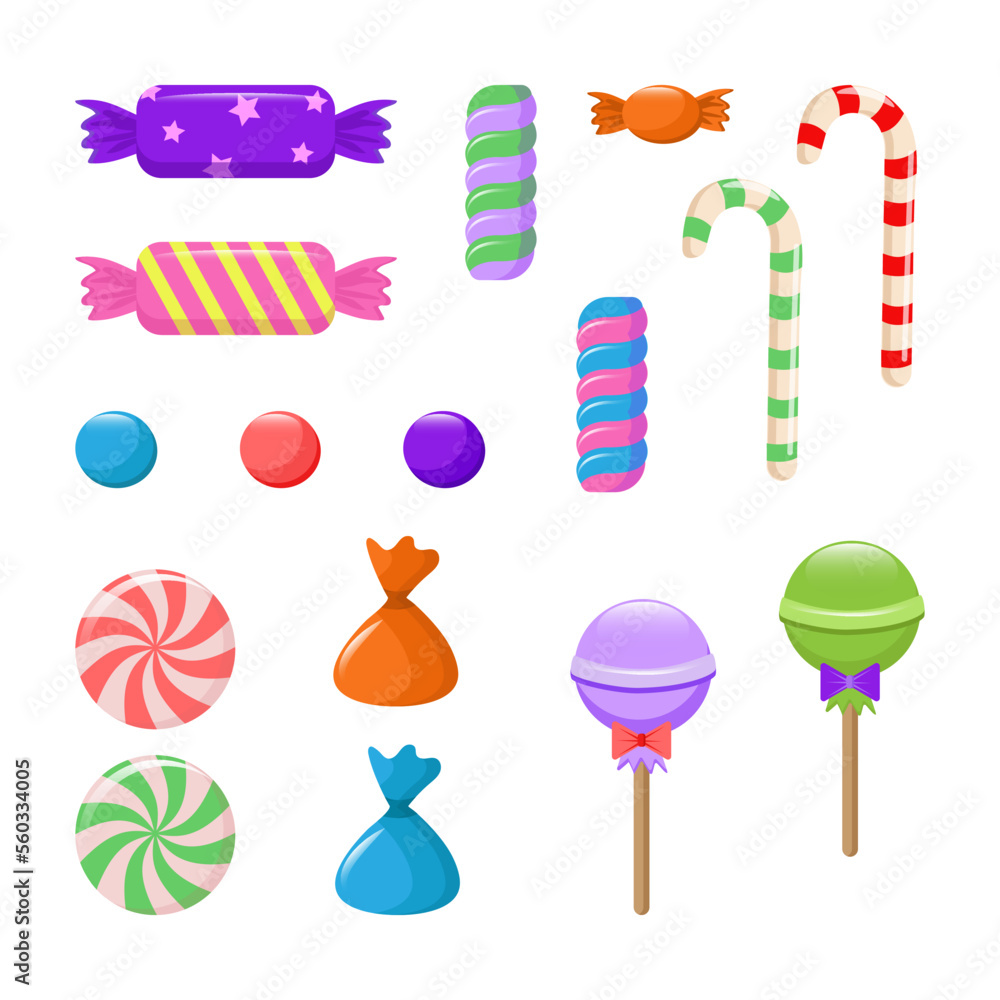 illustration of isolated candies set on white background