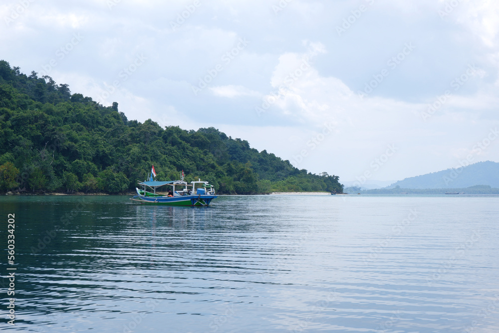Naklejka premium boat on the lake
