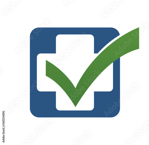Health Cross with Check Mark Logo Vector Icon