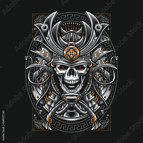 skull ronin samurai for tshirt design