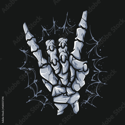 metal sign skeleton hand vector illustration