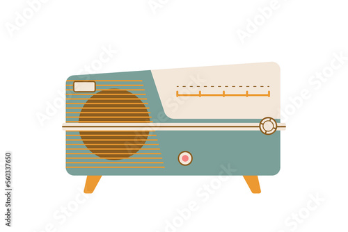 Vector poster for radio station with an old radio receiver. 