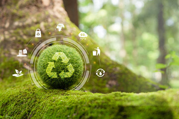 Zero waste,net zero concept. Carbon neutral. Climate neutral long term strategy. Sustainable business development. Reuse Reduce Recycle symbol.Conscious consumption. Waste management. Earth day banner