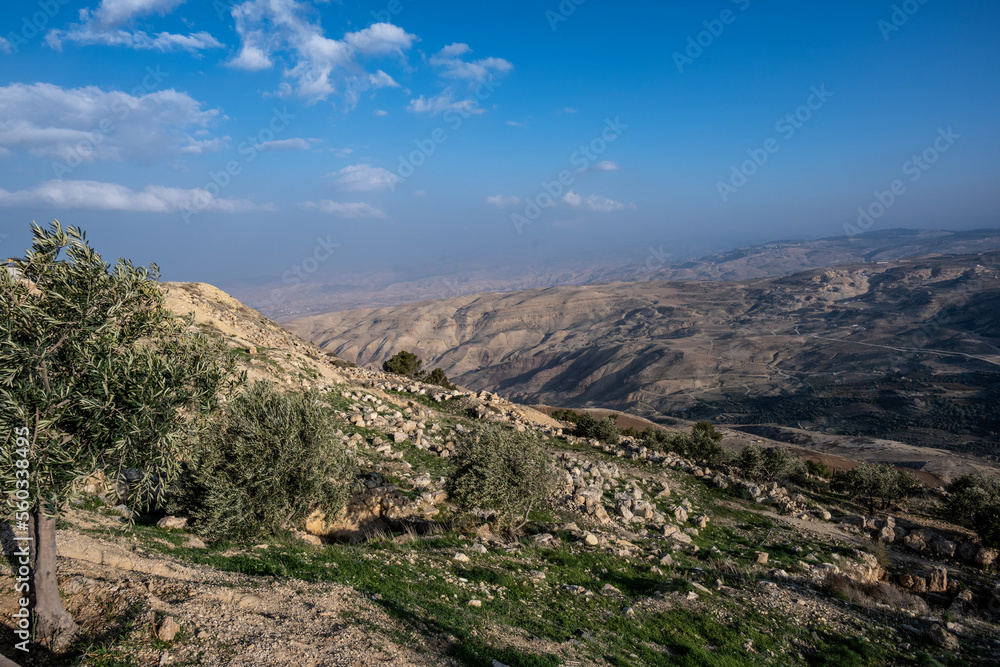 panoramic view of the endless expanses of Jordan on a sunny day panoramic view of the endless expanses of Jordan on a sunny day