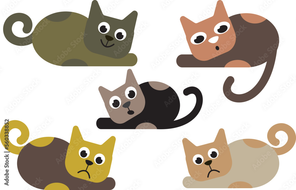 Several different cats in one picture. Vector file for designs.