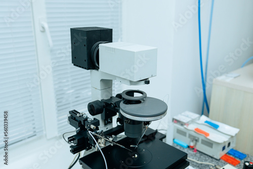 Modern multifunctional medical microscope, modern medical equipment.