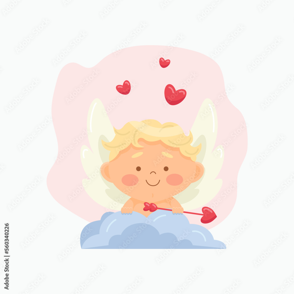 vector illustration little cupid on a cloud vector illustration little cupid on a cloud