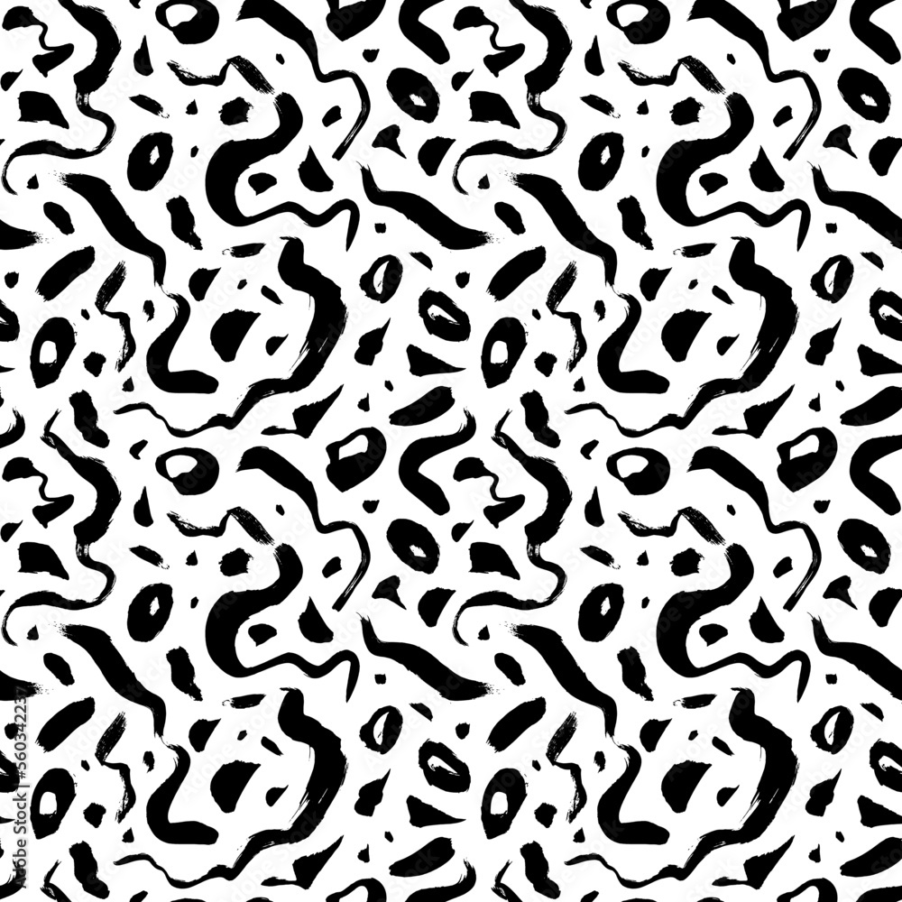 Doodle curved brush strokes with splotches seamless pattern. Hand drawn vector organic ornament. Simple geometric texture with freehand brush strokes. Messy and scattered black ink dry lines. Doodle curved brush strokes with splotches seamless pattern. Hand drawn vector organic ornament. Simple geometric texture with freehand brush strokes. Messy and scattered black ink dry lines.