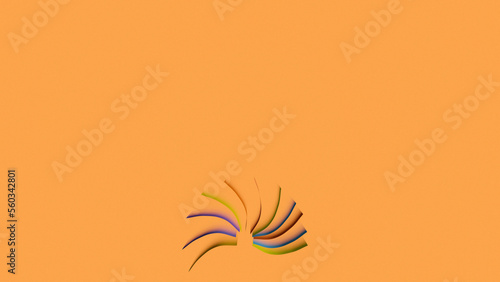 Flipping paper of a colorful book with orange background (3D Rendering)