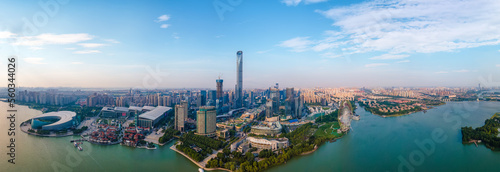 Aerial photography of Suzhou Jinji Lake CBD urban buildings