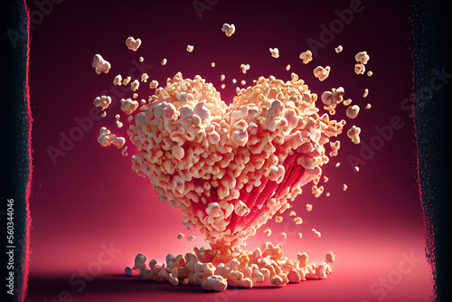 Salted popcorn in the shape of a heart for Valentine's Day | Generative AI