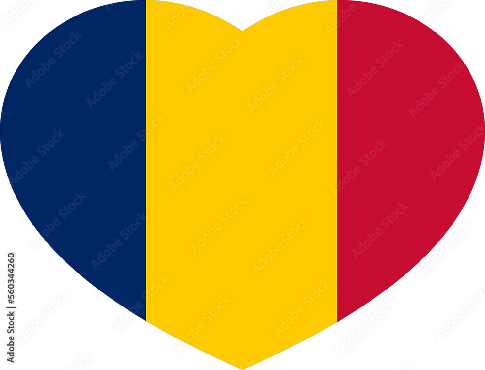 Fototapeta premium Chad flag heart shape 2023011145