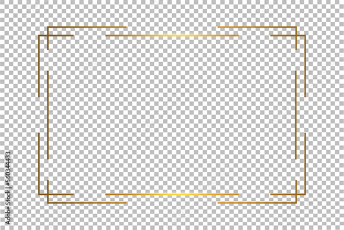 Luxury gold border isolated on transparent background. Glowing gradient effect rectangle curve frame. Vector illustration. photo