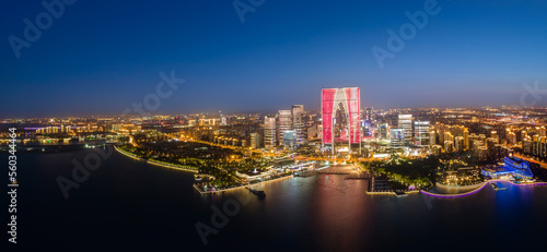 Aerial photography of Suzhou Jinji Lake architectural landscape