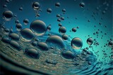  a close up of water bubbles on a blue background with a black border around them and a blue sky in the background with a few white dots on the bottom of the water bubbles,.