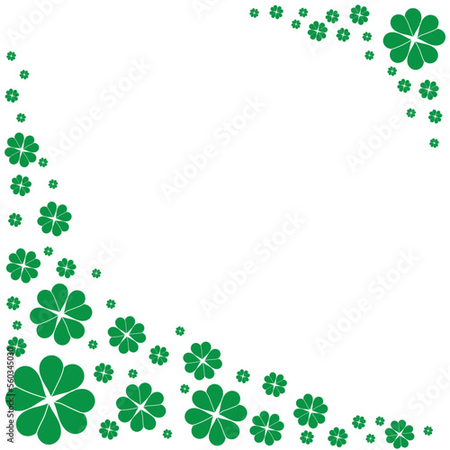 Pattern of green clover leaves for printing, trefoil, four-leaf clover