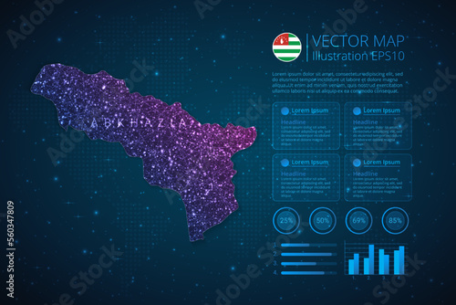 Abkhazia map infographics template for diagram, graph, presentation and chart with abstract geometric mesh polygonal light concept on blue background. Vector Illustration EPS10.