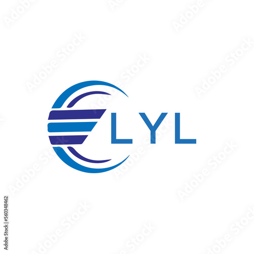 LYL letter logo. LYL blue image on white background. LYL vector logo design for entrepreneur and business. LYL best icon.	
 photo