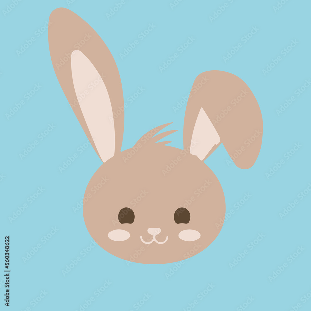 Fototapeta premium Easter bunny set in simple one line style. Rabbit icon. Black and white minimal concept vector illustration., Easter bunny in a color background vector illustration