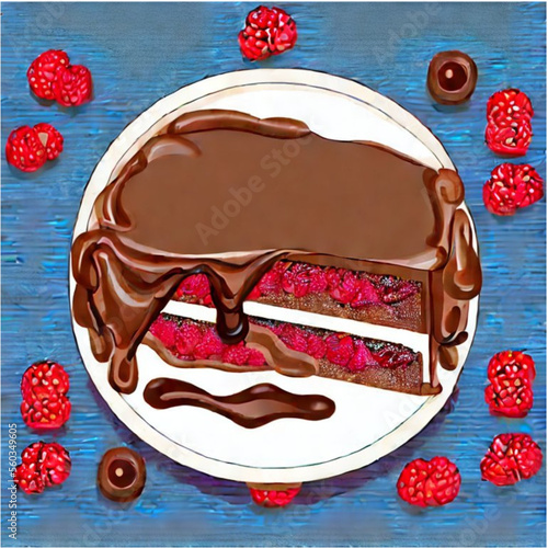 Himbeertorte mit Sahne und Kaffee