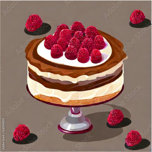 Himbeertorte mit Sahne und Kaffee