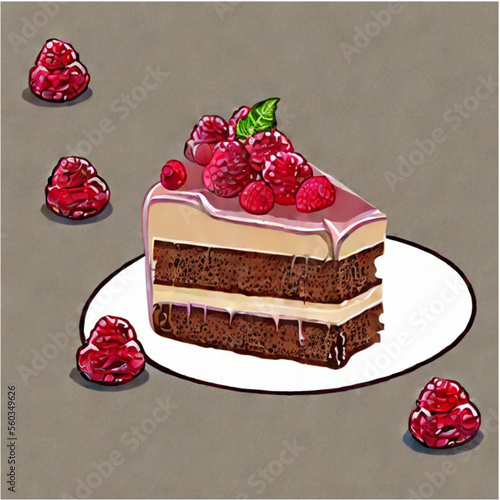 Himbeertorte mit Sahne und Kaffee