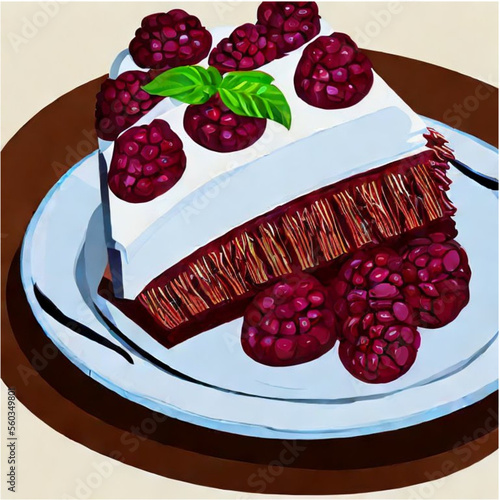 Himbeertorte mit Sahne und Kaffee