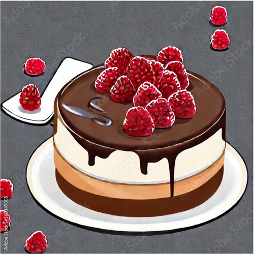 Himbeertorte mit Sahne und Kaffee