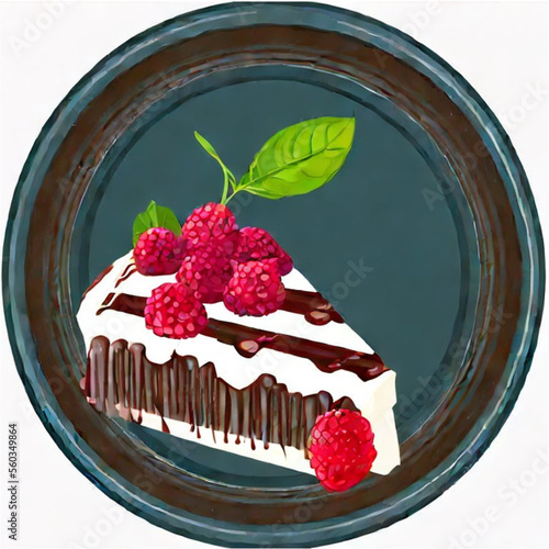 Himbeertorte mit Sahne und Kaffee