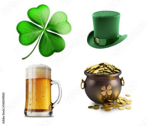 St. Patrick's day kit, PNG file with transparent background. Generated AI used in this image. 
