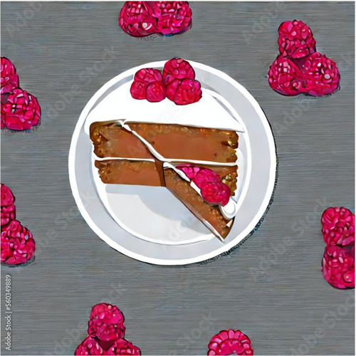 Himbeertorte mit Sahne und Kaffee