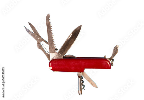 Fotografie Swiss army knife isolated on transparent png with no background.