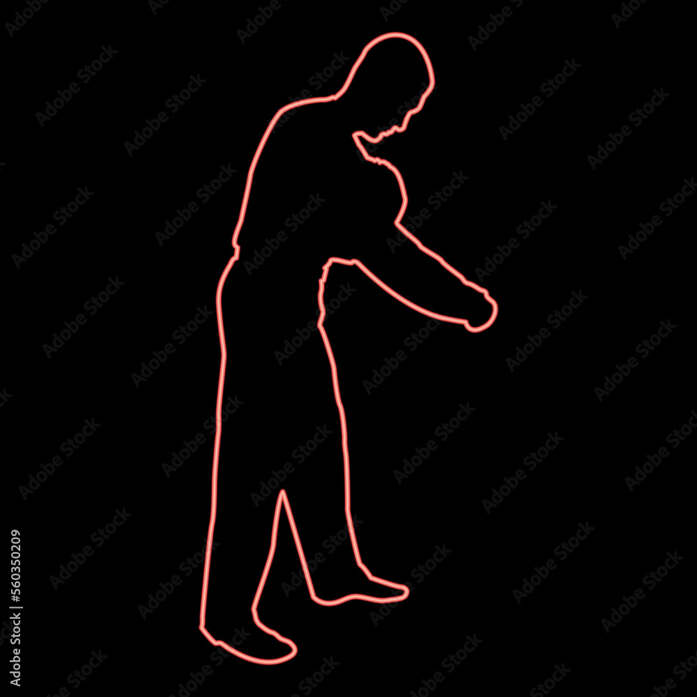 Neon man dressing sweater Clothes concept Put on his pullover red color vector illustration image flat style
